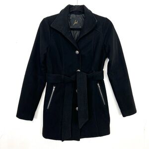 Women's Black Belted Wool-Blend Coat